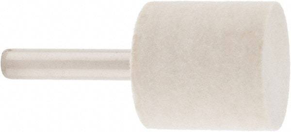 Value Collection - 1" Diam, 1/4" Shank Diam, Cylinder Shaped Mounted Bob - Hard Density, 1" Head Length, 2" Shank Length, Wool Felt - Eagle Tool & Supply