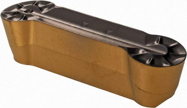 Iscar - 840GDMY Grade IC830, 8mm Cutting Width Carbide Grooving Insert - 25mm Max Depth of Cut, Neutral, 4mm Corner Radius, TiN/TiAlN Finish - Eagle Tool & Supply