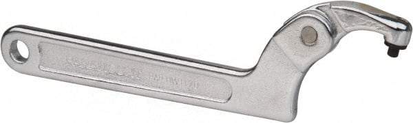 Paramount - 1-1/4" to 3" Capacity, Adjustable Pin Spanner Wrench - 8-1/8" OAL, 3/16" Hook Pin Height - Eagle Tool & Supply