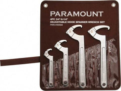 Paramount - 3/4" to 6-1/4" Capacity, Adjustable Hook Spanner Wrench Set - 6-3/8" OAL - Eagle Tool & Supply