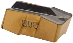 Iscar - 635080GIP E Grade IC808, 6.35mm Cutting Width Carbide Grooving Insert - 3.8mm Max Depth of Cut, Neutral, 0.8mm Corner Radius, TiAlN Finish - Eagle Tool & Supply