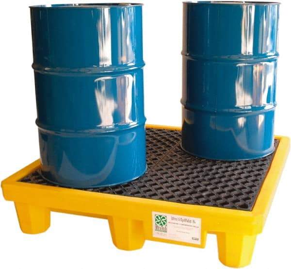 UltraTech - 66 Gal Sump, 6,000 Lb Capacity, 4 Drum, Polyethylene Spill Deck or Pallet - 53" Long x 53" Wide x 12" High, Liftable Fork, Drain Included, 2 x 4 Drum Configuration - Eagle Tool & Supply