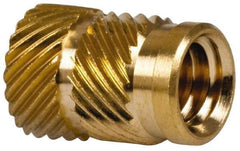 E-Z LOK - 5/16" Drill, 1/4 20 UNC, 0.341" Diam, Brass Headed Heat Installed Threaded Insert - 0.315" Hole, 0.341" OAL x 0.053" High, 3/8" Head Diam - Eagle Tool & Supply