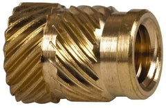 E-Z LOK - 1/4" Drill, 10 32 UNF, 0.278" Diam, Brass Unheaded Heat Installed Threaded Insert - 1/4" Hole, 3/8" OAL - Eagle Tool & Supply