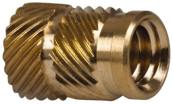 E-Z LOK - 5/16" Drill, 1/4 20 UNC, 0.341" Diam, Brass Unheaded Heat Installed Threaded Insert - 0.315" Hole, 1/2" OAL - Eagle Tool & Supply