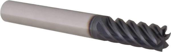 Iscar - 3/8", 7/8" LOC, 3/8" Shank Diam, 3" OAL, 6 Flute, Solid Carbide Square End Mill - Single End, TiAlN Finish, Spiral Flute, 45° Helix, Right Hand Cut, Right Hand Flute - Eagle Tool & Supply