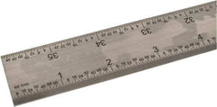 SPI - 36" Long, 1/100, 1/64, 1/50, 1/32" Graduation, Rigid Steel Rule - 16R Graduation Style, 1-1/4" Wide, Silver, Satin Chrome Finish - Eagle Tool & Supply