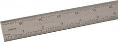 SPI - 36" Long, 1/64, 1/32" and 0.5, 1mm Graduation, Rigid Steel Rule - English/Metric Graduation Style, 1-1/4" Wide, Silver, Satin Chrome Finish - Eagle Tool & Supply