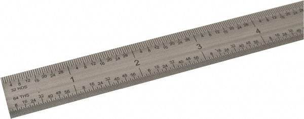 SPI - 36" Long, 1/100, 1/64, 1/32, 1/10" Graduation, Flexible Steel Rule - 5R Graduation Style, 3/4" Wide, Silver, Satin Chrome Finish - Eagle Tool & Supply