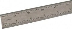 SPI - 48" Long, 1/64, 1/32, 1/16, 1/8" Graduation, Rigid Steel Rule - 4R Graduation Style, 1-1/4" Wide, Silver, Satin Chrome Finish - Eagle Tool & Supply