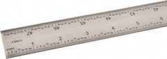 SPI - 48" Long, 1/64, 1/32" and 0.5, 1mm Graduation, Rigid Steel Rule - English/Metric Graduation Style, 1-1/4" Wide, Silver, Satin Chrome Finish - Eagle Tool & Supply
