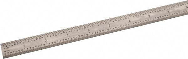 SPI - 48" Long, 1/64, 1/32, 1/16, 1/8" Graduation, Flexible Steel Rule - 4R Graduation Style, 3/4" Wide, Silver, Satin Chrome Finish - Eagle Tool & Supply