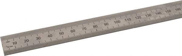 SPI - 48" Long, 0.5, 1mm Graduation, Flexible Steel Rule - Metric Graduation Style, 3/4" Wide, Silver, Satin Chrome Finish - Eagle Tool & Supply