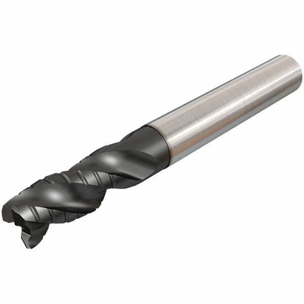 Iscar - 12mm Diam, 26mm LOC, 3 Flute Solid Carbide 45° Corner Chamfer Roughing End Mill - TiAlN Finish, 83mm OAL, 12mm Shank Diam, Single End, Extended Reach, 38° Helix - Eagle Tool & Supply