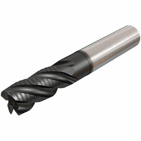 Iscar - 14mm Diam, 30mm LOC, 4 Flute Solid Carbide 45° Corner Chamfer Roughing End Mill - TiAlN Finish, 100mm OAL, 14mm Shank Diam, Single End, Extended Reach, 38° Helix - Eagle Tool & Supply