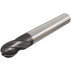 Iscar - 3mm Diam, 5mm LOC, 4 Flute Solid Carbide Ball End Mill - TiAlN Finish, Single End, 57mm OAL, 6mm Shank Diam, Spiral Flute - Eagle Tool & Supply