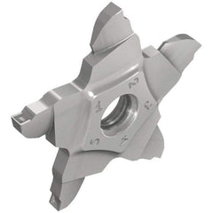 Iscar - 34F40004022PENTA F Grade IC908, 4mm Cutting Width Carbide Grooving Insert - 5mm Max Depth of Cut, Left Hand, 0.4mm Corner Radius, TiAlN Finish - Eagle Tool & Supply