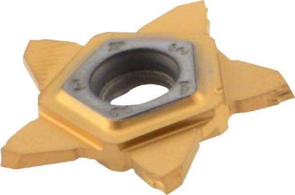 Iscar - PENTA24R150 J IC1008 Grade, 1.5mm Cutting Width, Carbide Cutoff Insert - 15° Right Hand Lead Angle, TiAlN/TiN Coated, Other End - Eagle Tool & Supply
