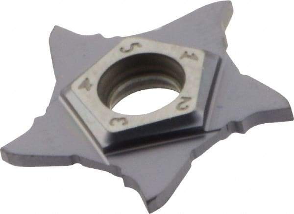 Iscar - PENTA PF IC908 Grade, 0.059" Cutting Width, Carbide Cutoff Insert - Neutral Lead Angle, 0.008" Cnr Rad, TiAlN Coated, Other End - Eagle Tool & Supply