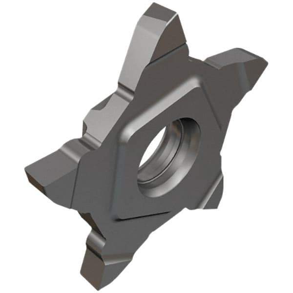 Iscar - PENTA NF IC908 Grade, 0.0394" Cutting Width, Carbide Cutoff Insert - Left Hand Lead Angle, 0.004" Cnr Rad, TiAlN Coated, Other End - Eagle Tool & Supply