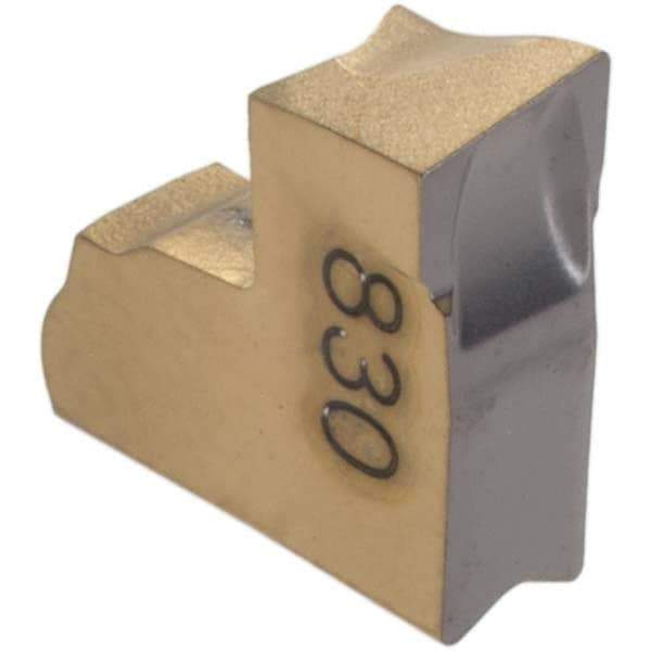 Iscar - TAG3 C IC830 Grade, 0.118" Cutting Width, Carbide Cutoff Insert - 15° Right Hand Lead Angle, 0.008" Cnr Rad, TiAlN Coated, Single End - Eagle Tool & Supply