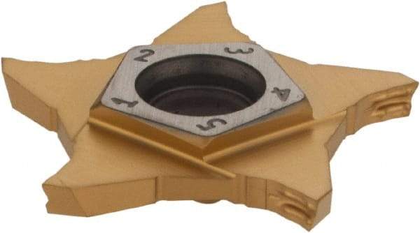Iscar - PENTA Z IC1008 Grade, 0.0787" Cutting Width, Carbide Cutoff Insert - 15° Left Hand Lead Angle, 0.004" Cnr Rad, TiAlN/TiN Coated, Other End - Eagle Tool & Supply