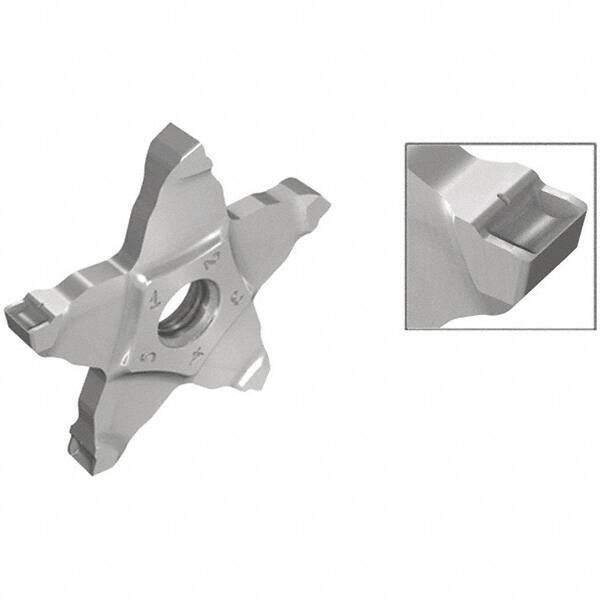 Iscar - PENTA C IC908 Grade, 0.137" Cutting Width, Carbide Cutoff Insert - Neutral Lead Angle, 0.008" Cnr Rad, TiAlN Coated, Other End - Eagle Tool & Supply
