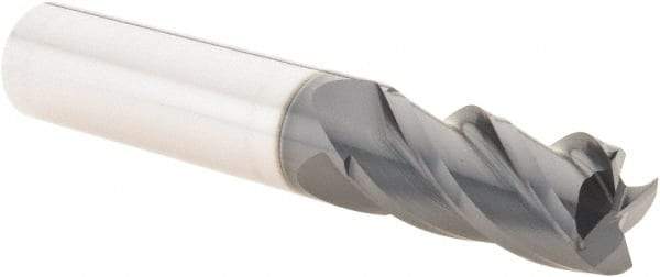 Iscar - 1/2", 4 Flute, Single End, Solid Carbide, 0.03" Corner Radius End Mill - 3" OAL, 38° Helix, Right Hand Flute, 1" LOC, Right Hand Cut - Eagle Tool & Supply