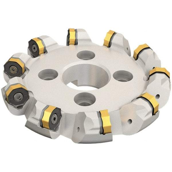 Iscar - 8.96" Cut Diam, 2-1/2" Arbor Hole, 0.28" Max Depth of Cut, 45° Indexable Chamfer & Angle Face Mill - 10 Inserts, ONMU 1008\xB6S845 SNMU 2608 Insert, Right Hand Cut, 10 Flutes, Series Helido - Eagle Tool & Supply