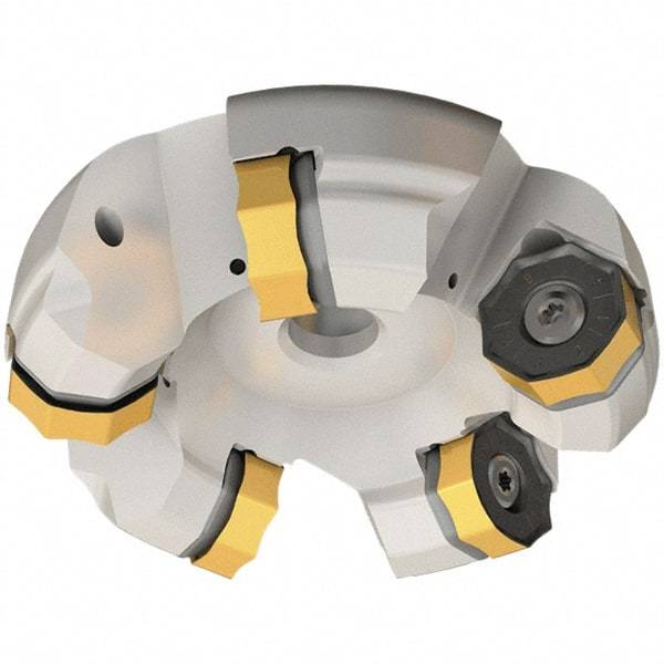 Iscar - 224.5mm Cut Diam, 60mm Arbor Hole, 7mm Max Depth of Cut, 45° Indexable Chamfer & Angle Face Mill - 10 Inserts, ONMU 1008\xB6S845 SNMU 2608 Insert, Right Hand Cut, 10 Flutes, Series Helido - Eagle Tool & Supply