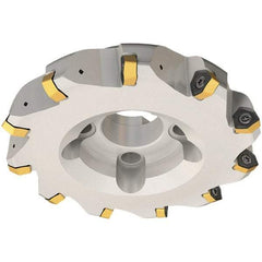 Iscar - 50mm Cut Diam, 22mm Arbor Hole, 3.5mm Max Depth of Cut, 30° Indexable Chamfer & Angle Face Mill - 4 Inserts, H600 WXCU 08 Insert, Right Hand Cut, 4 Flutes, Through Coolant, Series Helido - Eagle Tool & Supply