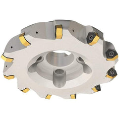 Iscar - 63mm Cut Diam, 27mm Arbor Hole, 3.5mm Max Depth of Cut, 30° Indexable Chamfer & Angle Face Mill - 5 Inserts, H600 WXCU 08 Insert, Right Hand Cut, 5 Flutes, Through Coolant, Series Helido - Eagle Tool & Supply