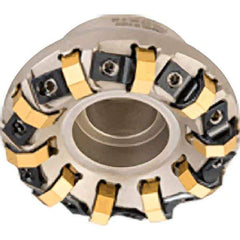 Iscar - 3.41" Cut Diam, 1" Arbor Hole, 0.138" Max Depth of Cut, 45° Indexable Chamfer & Angle Face Mill - 12 Inserts, ON.U 05\xB6S845 SN.U 13 Insert, Right Hand Cut, 12 Flutes, Series Helido - Eagle Tool & Supply