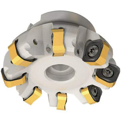 Iscar - 109.7mm Cut Diam, 32mm Arbor Hole, 6mm Max Depth of Cut, 65° Indexable Chamfer & Angle Face Mill - 12 Inserts, OXMT 0507\xB6RXMT 1607\xB6S865 SNMU 1305 Insert, Right Hand Cut, 12 Flutes, Through Coolant, Series Helido - Eagle Tool & Supply