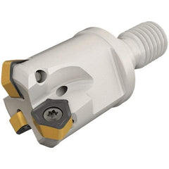 Iscar - 30° Lead Angle, 25mm Max Cut Diam, 15.5mm Min Cut Diam, 2mm Max Depth of Cut, Indexable Chamfer and Angle End Mill - 3 Inserts, H600 WXCU 05 Insert Style, 52mm Overall Length, Through Coolant, Modular Connection - Eagle Tool & Supply