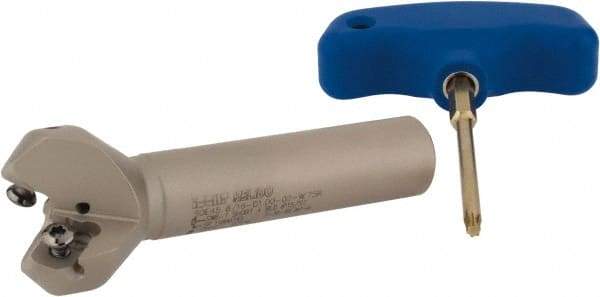 Iscar - 45° Lead Angle, 1.409" Max Cut Diam, 1" Min Cut Diam, 0.138" Max Depth of Cut, Indexable Chamfer and Angle End Mill - 2 Inserts, ONMU, OXMT, RXMT, SNMU Insert Style, 4" Overall Length, Through Coolant, Straight Shank - Eagle Tool & Supply