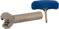 Iscar - 45° Lead Angle, 1.409" Max Cut Diam, 1" Min Cut Diam, 0.138" Max Depth of Cut, Indexable Chamfer and Angle End Mill - 2 Inserts, ONMU, OXMT, RXMT, SNMU Insert Style, 4" Overall Length, Through Coolant, Straight Shank - Eagle Tool & Supply