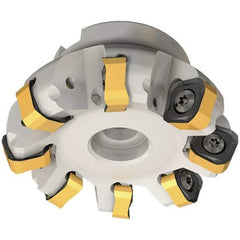 Iscar - 89.7mm Cut Diam, 27mm Arbor Hole, 6mm Max Depth of Cut, 65° Indexable Chamfer & Angle Face Mill - 7 Inserts, OXMT 0507\xB6RXMT 1607\xB6S865 SNMU 1305 Insert, Right Hand Cut, 7 Flutes, Through Coolant, Series Helido - Eagle Tool & Supply