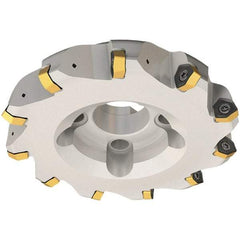 Iscar - 63mm Cut Diam, 22mm Arbor Hole, 2mm Max Depth of Cut, 30° Indexable Chamfer & Angle Face Mill - 8 Inserts, H600 WXCU 05 Insert, Right Hand Cut, 8 Flutes, Through Coolant, Series Helido - Eagle Tool & Supply