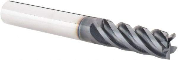 Iscar - 3/8", 5 Flute, Single End, Solid Carbide, Corner Chamfer End Mill - 3" OAL, 38° Helix, Right Hand Flute, 15/16" LOC, Right Hand Cut - Eagle Tool & Supply
