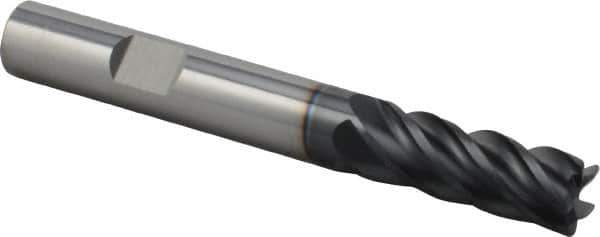 Iscar - 3/8", 5 Flute, Single End, Solid Carbide, 0.02" Corner Radius End Mill - 3" OAL, Right Hand Flute, 0.94" LOC, Right Hand Cut - Eagle Tool & Supply