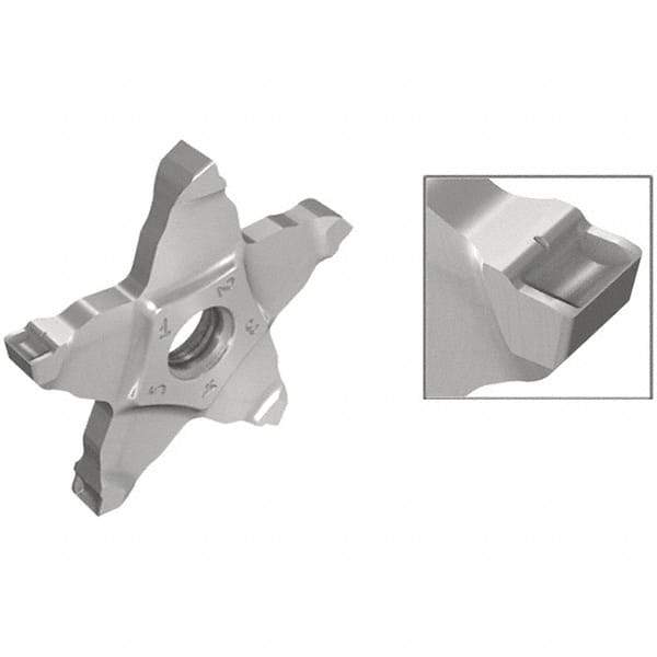 Iscar - PENTA C IC908 Grade, 0.118" Cutting Width, Carbide Cutoff Insert - 15° Right Hand Lead Angle, 0.008" Cnr Rad, TiAlN Coated, Other End - Eagle Tool & Supply