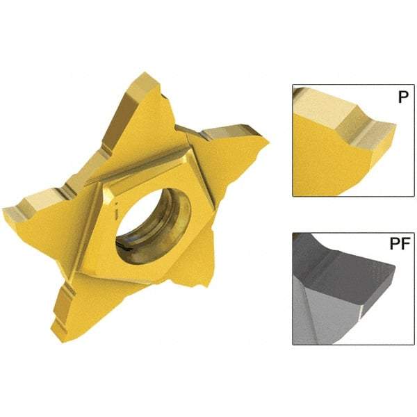 Iscar - PENTA PF IC908 Grade, 0.0787" Cutting Width, Carbide Cutoff Insert - Neutral Lead Angle, 0.008" Cnr Rad, TiAlN Coated, Other End - Eagle Tool & Supply