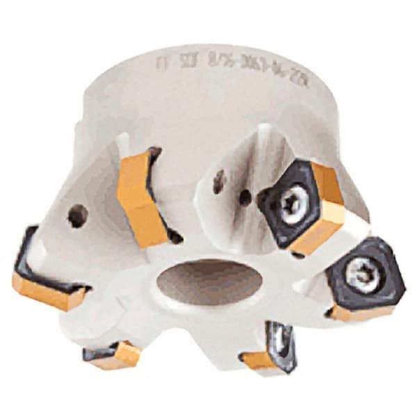 Iscar - 7 Inserts, 3.362" Cutter Diam, 0.047" Max Depth of Cut, Indexable High-Feed Face Mill - 1.063" Arbor Hole Diam, 0.488" Keyway Width, 1.575" High, FF SOF Toolholder, ON.U 05, OXMT 0507, S845 SN.U 13 Inserts, Series Helido - Eagle Tool & Supply