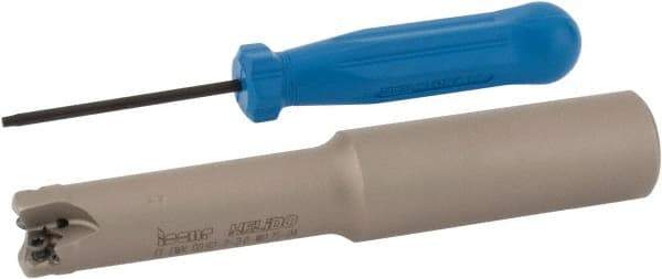 Iscar - 5/8" Cut Diam, 0.06" Max Depth, 3/4" Shank Diam, Weldon Shank Indexable High-Feed End Mill - Screw Holding Method, H600 WXCU 04 Insert, FF EWX-04 Toolholder, Through Coolant - Eagle Tool & Supply