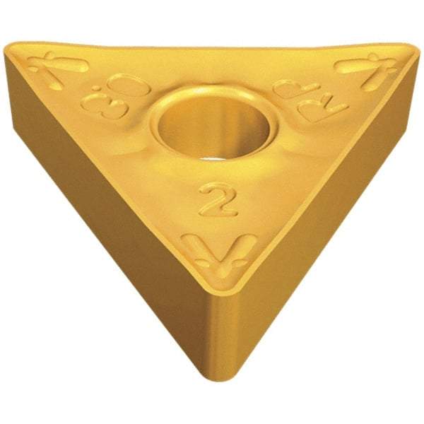 Iscar - TNMM332 RP Grade IC9250 Carbide Turning Insert - TiCN/Al2O3/TiN Finish, 60° Triangle, 3/8" Inscr Circle, 3/16" Thick, 1/32" Corner Radius - Eagle Tool & Supply