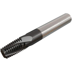 Iscar - 1/8-27 NPT, 0.2992" Cutting Diam, 3 Flute, Solid Carbide Helical Flute Thread Mill - Internal/External Thread, 10.8mm LOC, 64mm OAL, 8mm Shank Diam - Eagle Tool & Supply