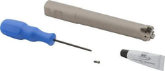 Iscar - 1" Cut Diam, 0.043" Max Depth, 1" Shank Diam, Weldon Shank Indexable High-Feed End Mill - Screw Holding Method, H600 WXCU 05 Insert, FF EWX-05 Toolholder, Through Coolant - Eagle Tool & Supply