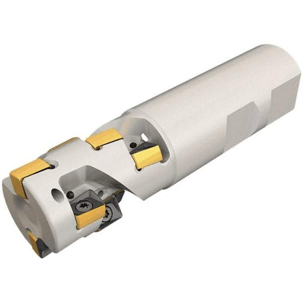 Iscar - 32mm Cut Diam, 42mm Max Depth of Cut, 32mm Shank Diam, 115mm OAL, Indexable Square Shoulder Helical End Mill - H490 ANKX 09.. Inserts, Weldon Shank, 90° Lead Angle, Through Coolant, Series Helido - Eagle Tool & Supply