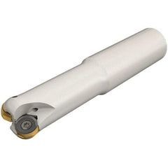 Iscar - 32mm Cut Diam, 8.7mm Max Depth of Cut, 32mm Shank Diam, 120mm OAL, Indexable Copy End Mill - 4 Inserts, H400 RNHU 1205 Insert, Cylindrical Shank, Through Coolant - Eagle Tool & Supply